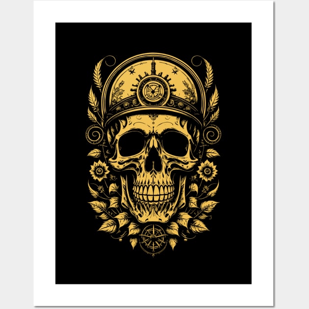 Gold Ancient Skull Wall Art by DeathAnarchy